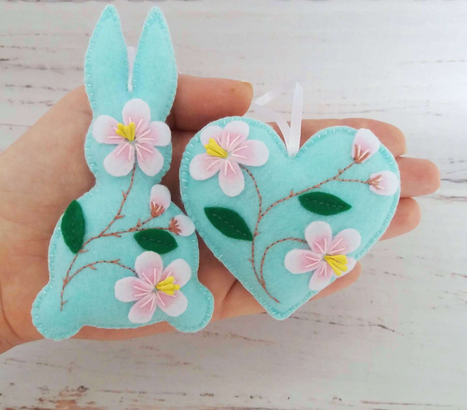 Felt Easter ornaments Set Pastel Easter decoration Spring Etsy