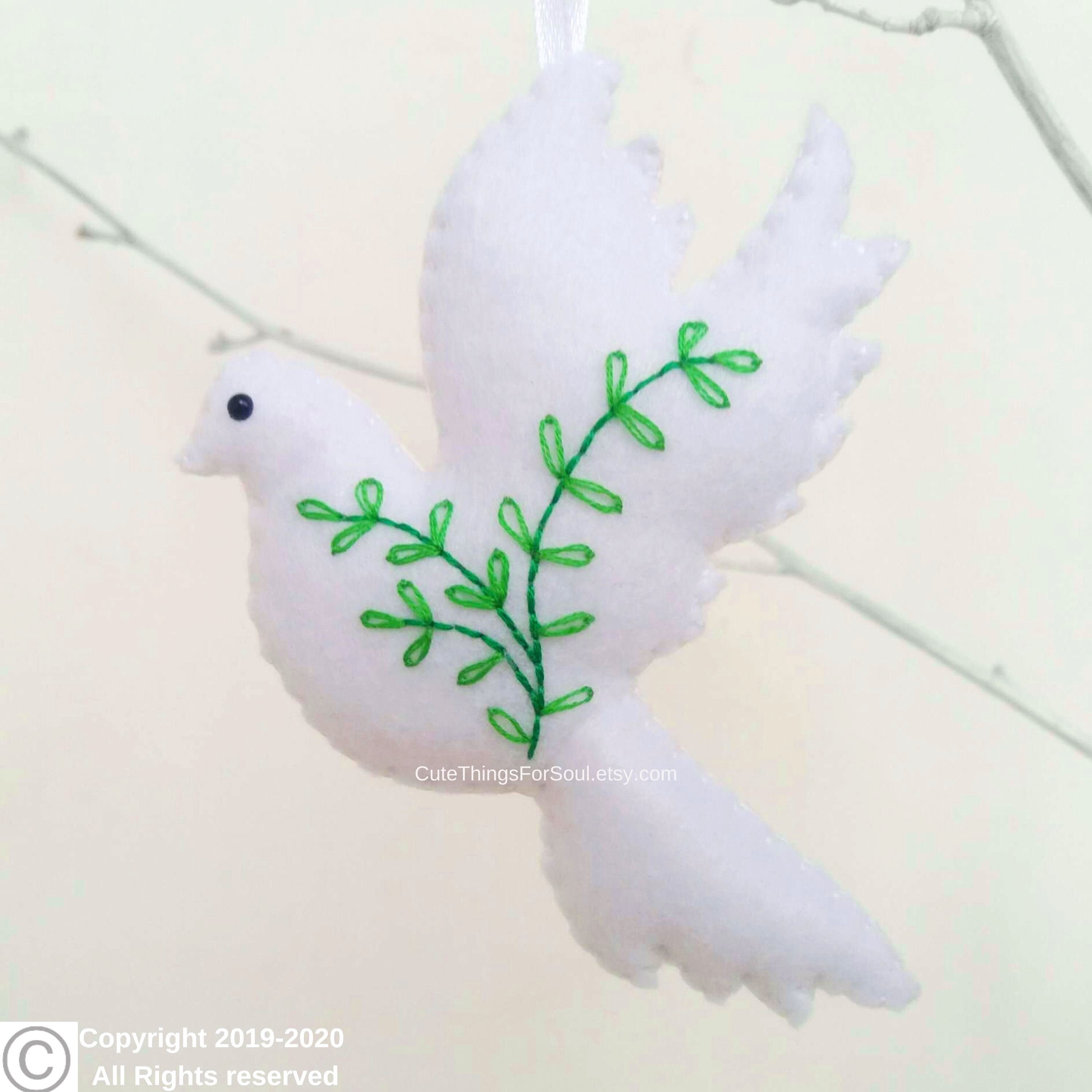 Personalized felt dove ornament White Peace dove decoration Etsy