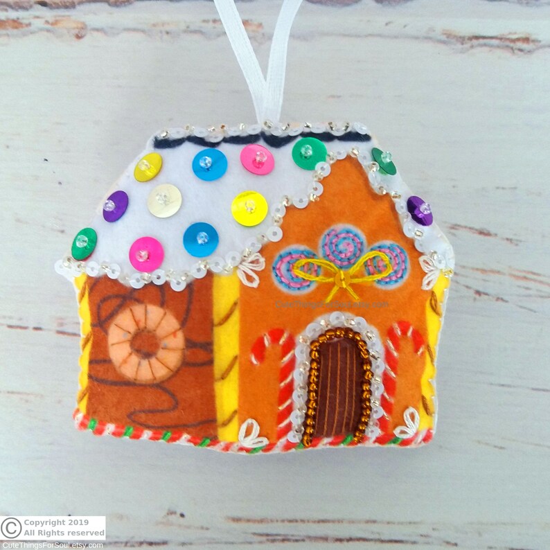 Gingerbread House Ornament Christmas Tree Decoration Felt Etsy