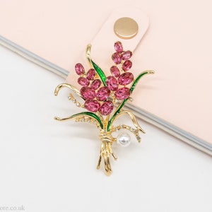 Flower Ribbon Brooch, Vintage Elegant Unique Crystal Brooch