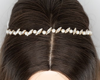 Bruidsmeisjes haaraccessoires Gouden bruiloft haar Vine Parel en kristallen haar Vine Bruiloft haaraccessoires voor bruid Parel Bruids haarstuk