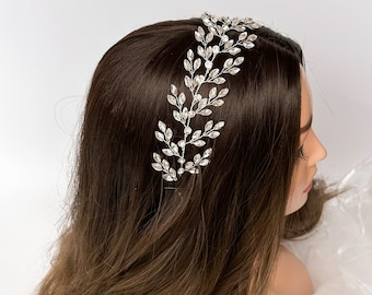 Wedding Hair Accessories for Bride 2024 Silver Wedding Headpiece Crystal Wedding Hair Piece Silver Bridal Accessory Crystal Headband UK