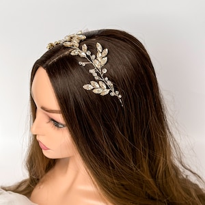Gold Bridal Hair Vine: Crystal Wedding Headpiece for Bride
