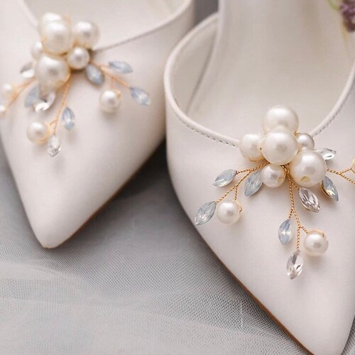 Bridal Shoe Clips Pearl Crystal Rhinestone Shoe Clips Wedding Etsy