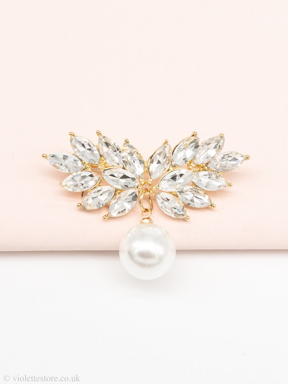VioletteStoreUK Brooches for Women, Gold Pearl Brooch, Pearl Brooches for Women UK, Elegant Brooch for Women, Brooch Gift, Women Accessories