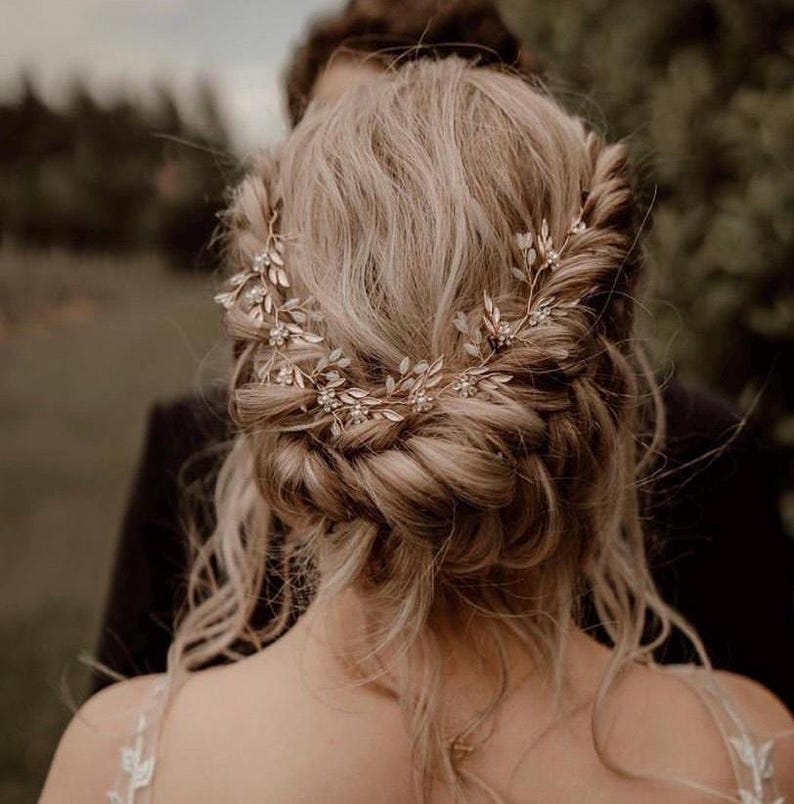 Tige de cheveux de mariée en cristal et perles