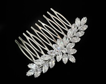 Silver Bridal Hair Comb UK, Wedding Hair Accessories for Brides, Wedding Hair Comb for Brides, Wedding Crystal Hair Comb, Side Hair Comb