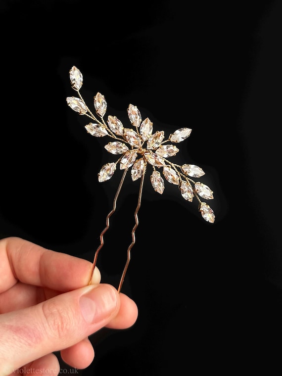 Cubic Zirconia Bridal Hair Pin: Silver Wedding Hair  display picture 2