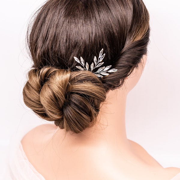 Crystal Bridal Hair Pin: Silver Wedding Hair Accessory