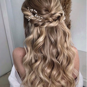 Bridesmaid Hair Pins, Gold Pin for Brides and Bridesmaids, Bridal Hair Accessories, Mother of ...