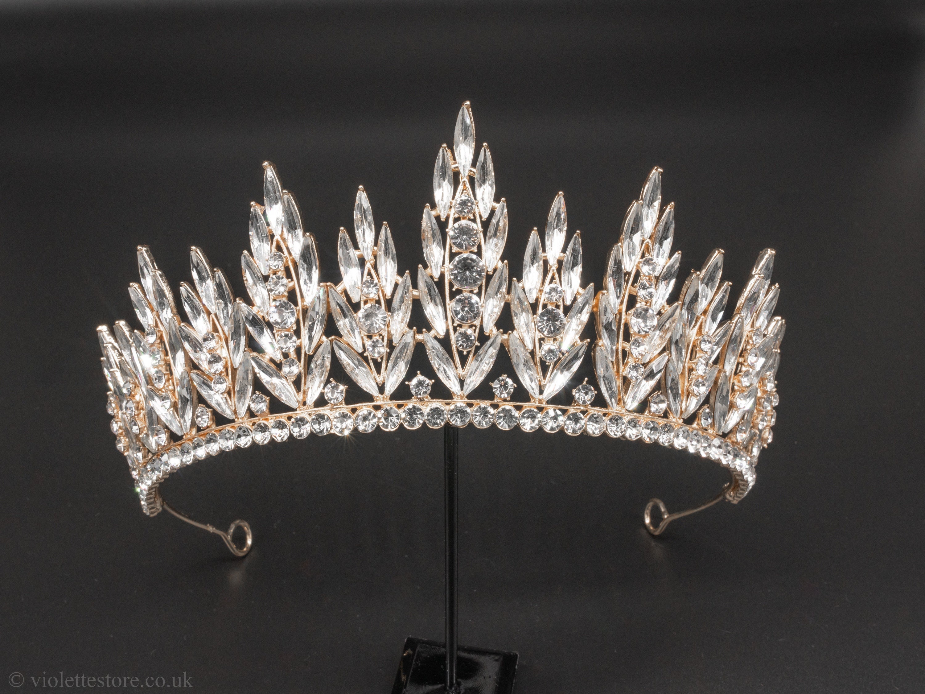 Black pendant Rhinestone Tiara Mermaid Hair Accessories for Women Party Wedding Aura Headband Raw Crystal Crown 