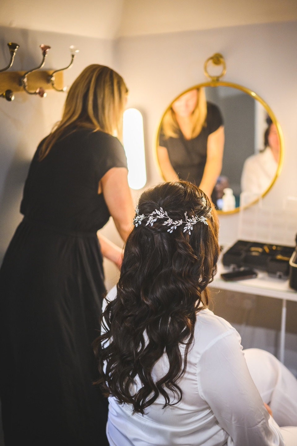 IMIKEYA Cerchietto da sposa dorato con foglie e perle