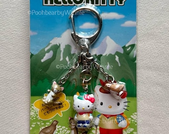 Hello Kitty Triple Charms Mountain Meadows 2000 Vintage Gotochi Charm Keychain
