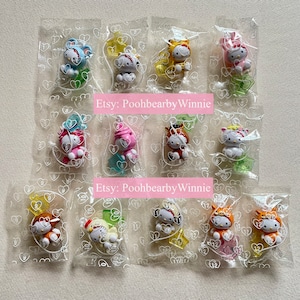 Correa con dije vintage kawaii de Hello Kitty - Doce animales del zodiaco
