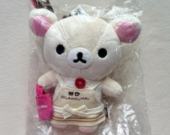 Llavero de peluche raro con disfraz de barista de café Rilakkuma Cafe 2011