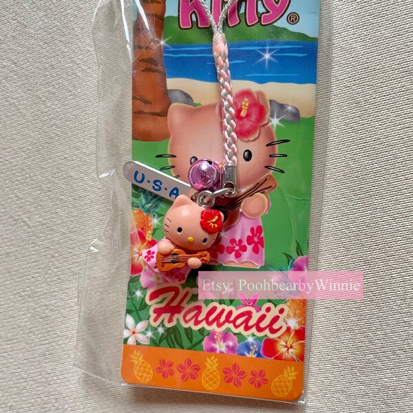 Hello Kitty 2011 Vintage Gotochi - Hawaii Tanned Hello Kitty in Floral Dress with Ukelele Charm Strap