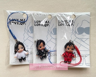 QP Michael Jackson Love MJ - Portachiavi con ciondolo in peluche Kewpie