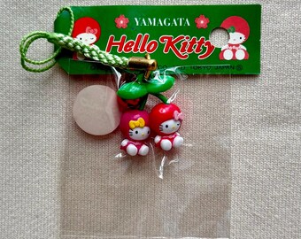 Correa con dije vintage Gotochi de Hello Kitty bicolor Twin Cherry Yamagata 2002