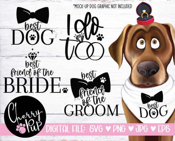Wedding Dog Bandana Bundle SVG, Svg Files For Cricut, Silhouette Files, Bandana SVG, Dog Wedding Bandana, Dog Bandana, Dog Wedding Shirt