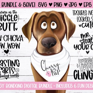 SVG pour chien Bandana Bundle, téléchargement numérique instantané, Funny Dog Bandana SVG, transfert de chaleur fer sur graphique, SVG pour Cricut, chien chemise Svg