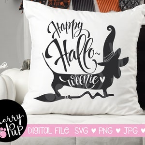 Happy Halloweenie SVG, Instant Digital Download, Halloween Sign For Dog Lover, Cricut Design Space Graphic, Halloween Heat Transfer Design image 1