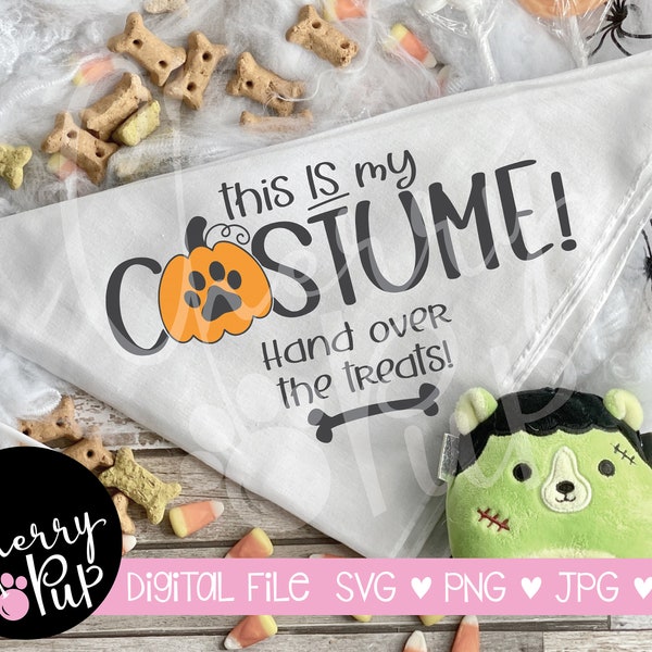 This Is My Costume Dog Bandana SVG, SVG Files For Cricut, Png Files, Instant Download, Halloween Dog Bandana, Cut File, Sublimation File