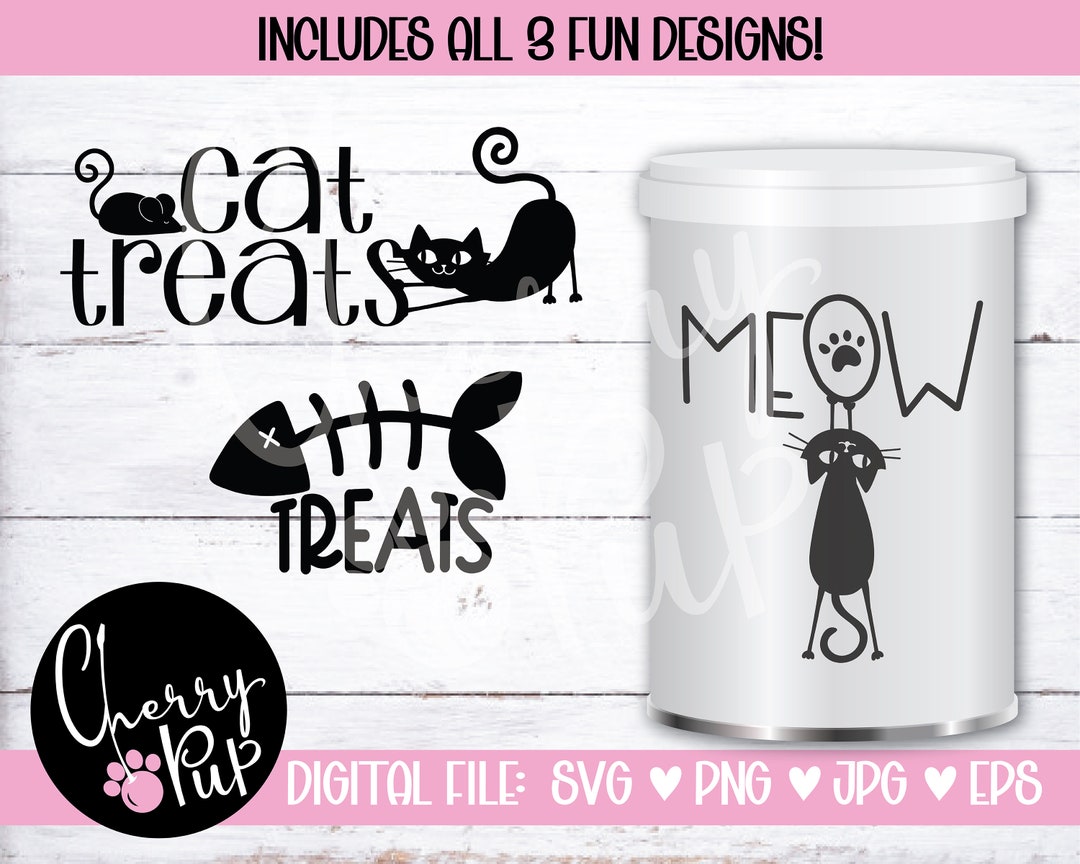 Cat Treat Jar SVG Bundle, Instant Digital Download, Gift for Cat Lover