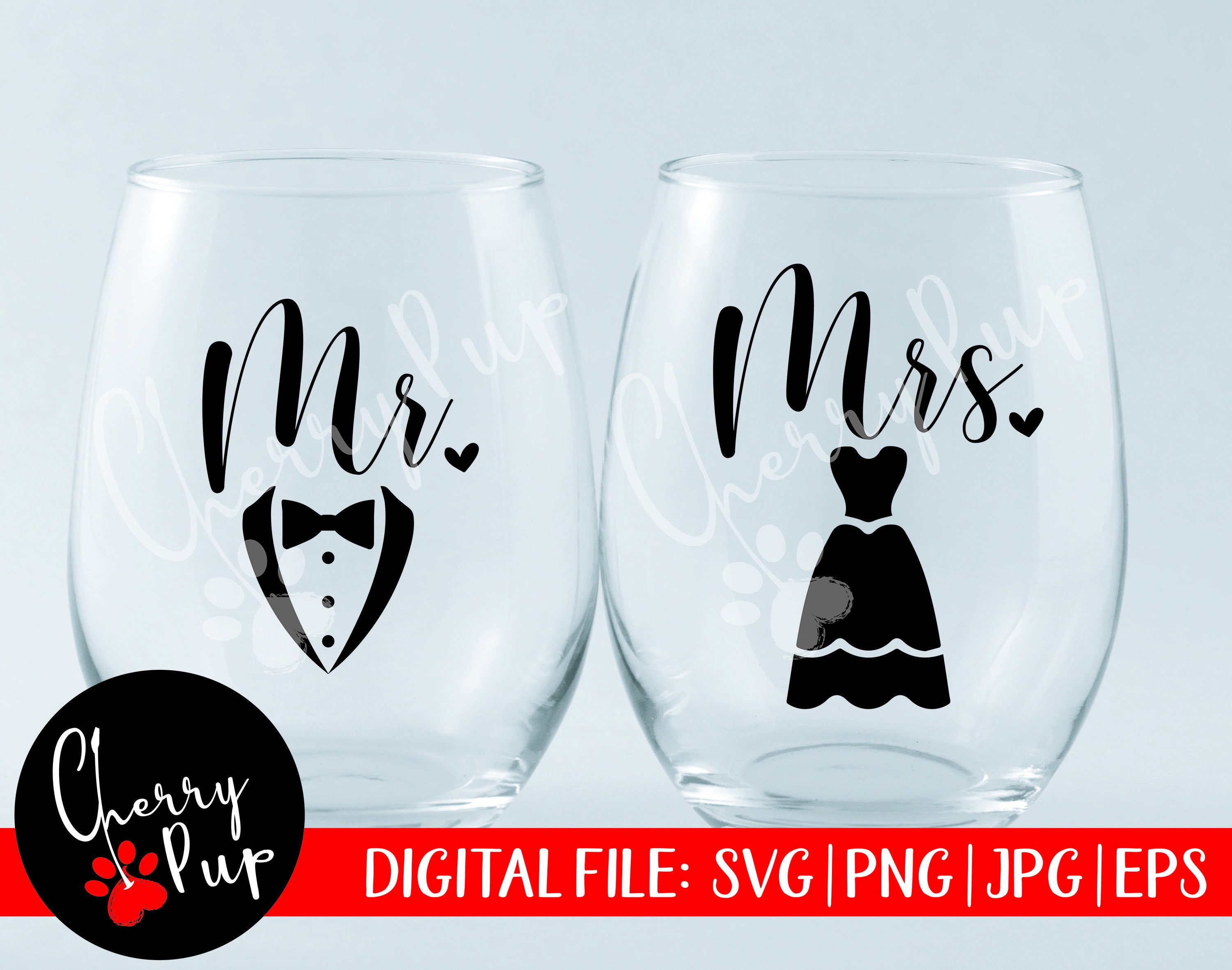 Svg Files For Cricut Png Files Mr And Mrs Svg Wedding Glass Etsy