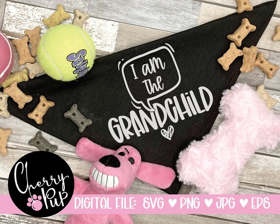 I Am The Grandchild SVG For Dog Bandana, Instant Digital Download, Funny SVG For Dog Shirt, Cricut Cutting File, Heat Transfer Iron On File