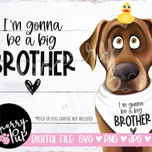 Voy a ser un gran hermano Perro Bandana Descarga digital, SVG para Cricut, Bandana de anuncio de bebé, Descarga instantánea, Archivo de transferencia de calor