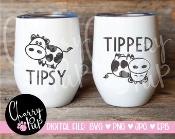 Svg Files For Cricut, Png Files, Tipsy Cow Svg, Wine Tumbler, Farm Svg, Cow Svg, Cutting File, Funny Cow Svg, Drunk Cow Svg, Cow Tipping Svg