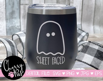 Sheet Faced SVG, Svg Files For Cricut, Png Files, Halloween Tumbler Design, Ghost SVG, Halloween SVG, Funny Halloween Shirt, Cricut Cut File