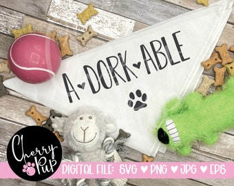 Adorkable SVG For Dog Bandana, Instant Digital Download, Funny Svg For Dog Shirt, Dog Lover Gift, Heat Transfer Graphic, Cute Bandana Svg