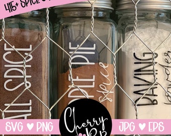 Farmhouse Style Spice Jar Labels SVG, Svg Files For Cricut, Silhouette Files, Spice Jar Svg, Pantry Organization, Pantry Labels, Kitchen Svg