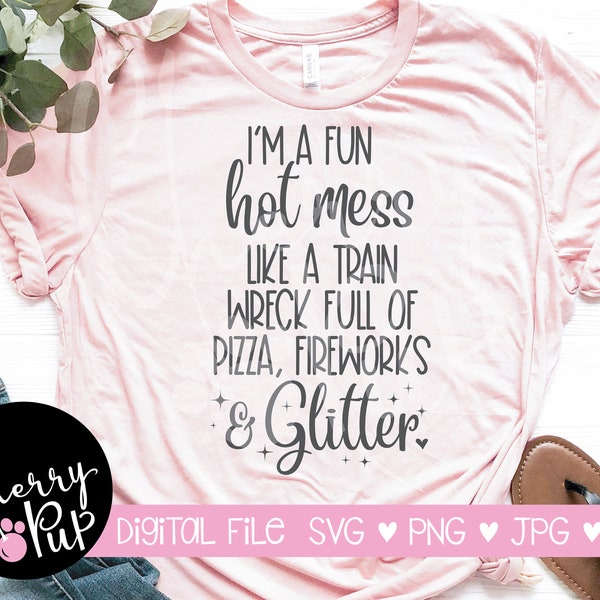 I'm A Fun Hot Mess SVG, Svg Files For Cricut, Png Files, Wine Glass, Tumbler Design, Wine Lover, Wine Glass SVG, Wine Svg, T-Shirt Design