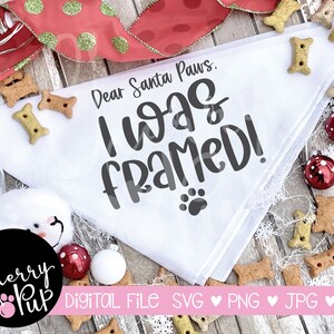 Beste Santa Paws I Was Framed SVG voor Dog Bandana, Instant Digital Download, SVG voor Holiday Dog Bandana, Cricut Design Space File, Iron On
