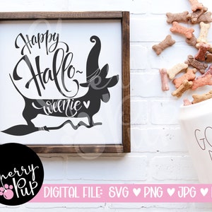 Happy Halloweenie SVG, Instant Digital Download, Halloween Sign For Dog Lover, Cricut Design Space Graphic, Halloween Heat Transfer Design image 2