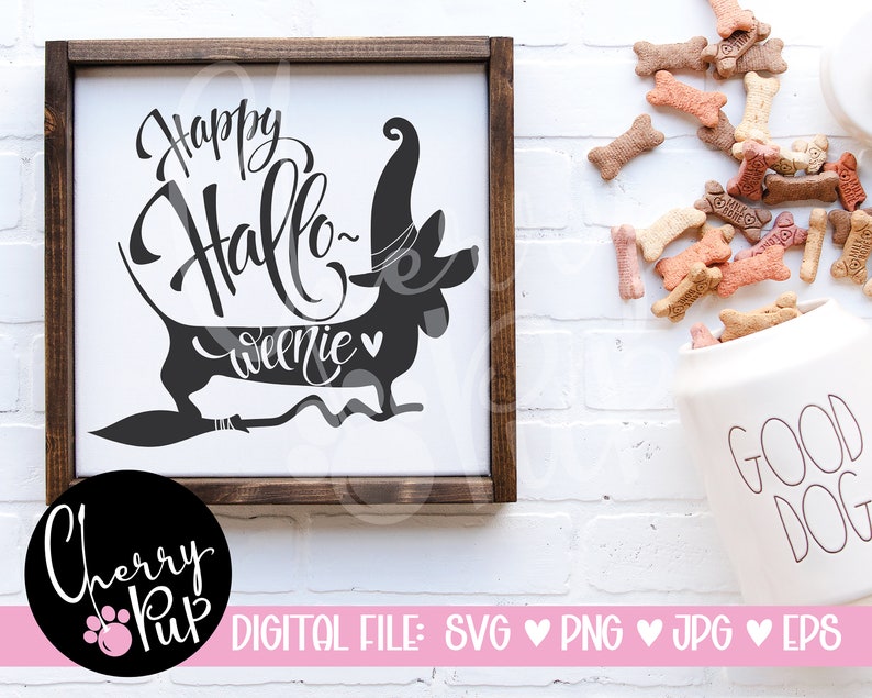 Happy Halloweenie SVG, Instant Digital Download, Halloween Sign For Dog Lover, Cricut Design Space Graphic, Halloween Heat Transfer Design image 2