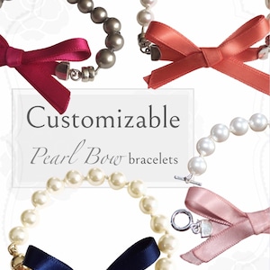 Customizable Pearl Bridesmaid Bracelet, bridesmaid gift, pearl bracelet with bow, flower girl bracelet