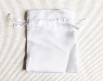 Small Satin Pouches in White, Pink or Silver, 3x4, jewelry packaging, gift pouch, favor bag, satin pouch