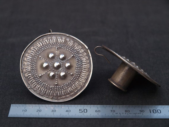Vintage Silver Indian Ear Plugs, Antique Indian Je