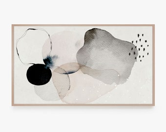 Samsung Frame TV-kunst | Abstracte kunst aan de muur uit het midden van de eeuw | Waterverfschilderij voor Frame TV