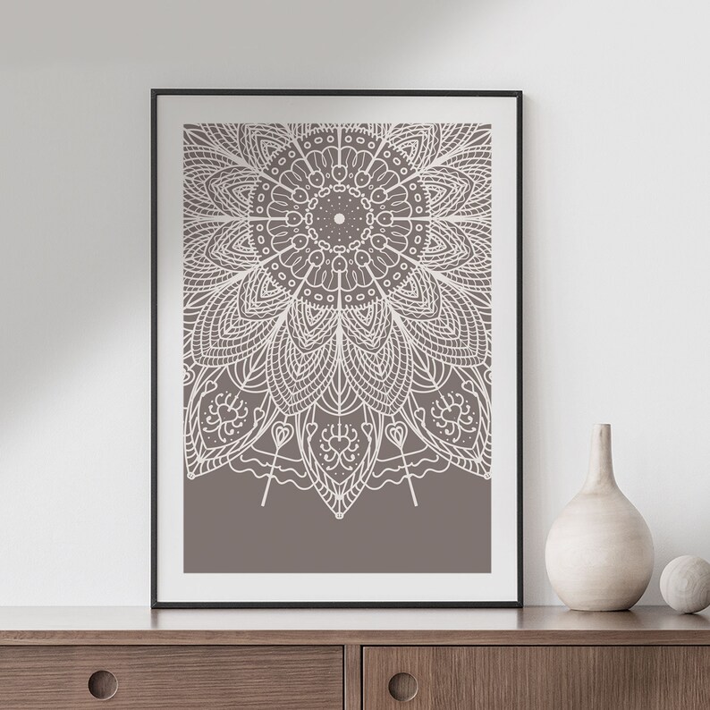 Decoración de pared Mandala / Arte de pared Mandala imprimible / Decoración de pared Boho pastel / Impresión oriental / Impresión de arte digital imagen 3