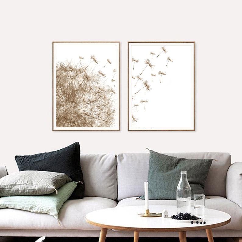 Dandelion Art Print Dandelion Wall Print Set of 2 Prints Etsy