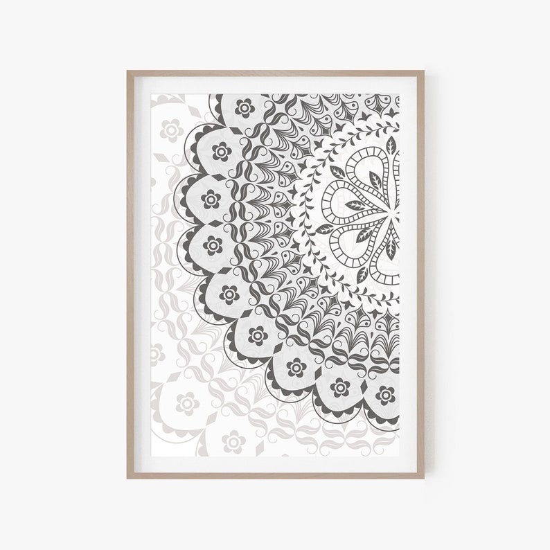 Mandala Wall Decor Mandala Wall Art Black and White Mandala Etsy
