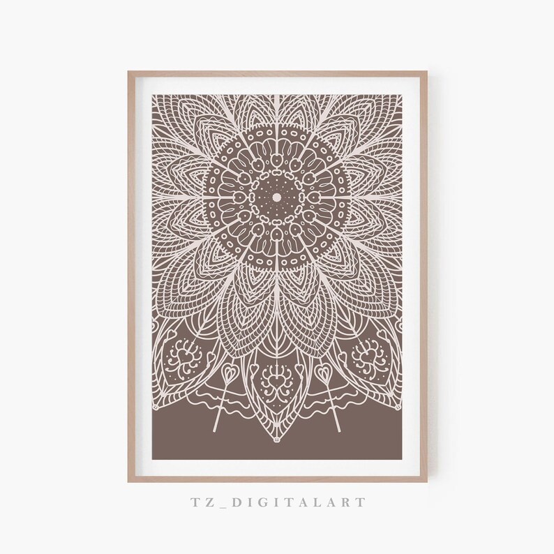 Decoración de pared Mandala / Arte de pared Mandala imprimible / Decoración de pared Boho pastel / Impresión oriental / Impresión de arte digital imagen 1