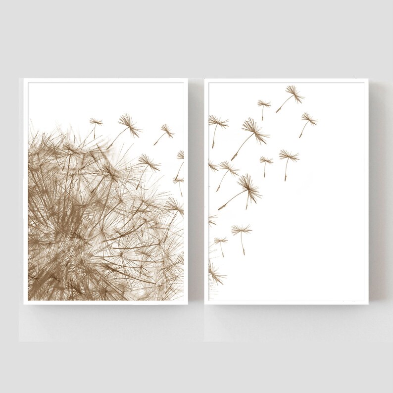 Dandelion Art Print Dandelion Wall Print Set of 2 Prints Etsy