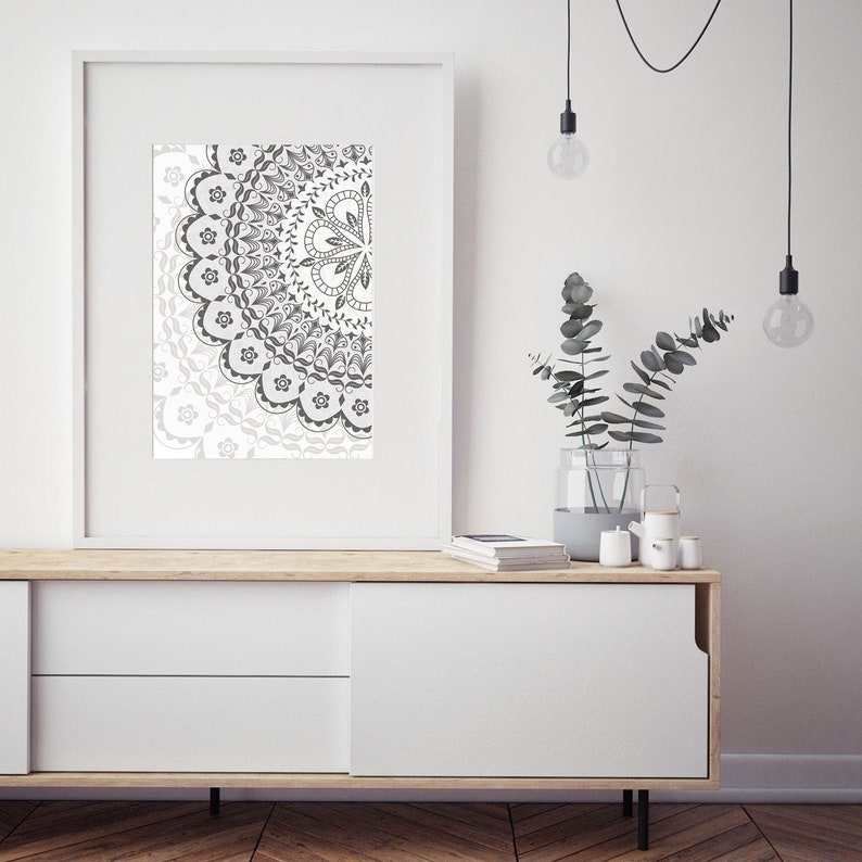 Mandala Wall Decor Mandala Wall Art Black and White Mandala Etsy