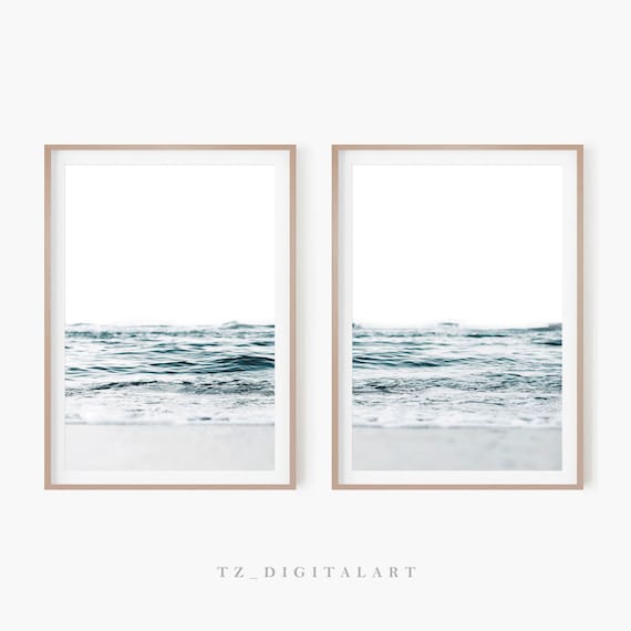 Beach Wall Art Set of 2 Prints | Ocean Artwork | Sea Coastal Poster | Digital Download Print