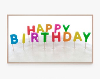 Samsung Frame TV Art Happy Birthday | Cake Wall Art | Digital Art for Frame TV